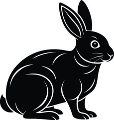 Cute Bunny in Black | Rabbit Silhouette Vector for Print, Easter Crafts & Animals Vector File