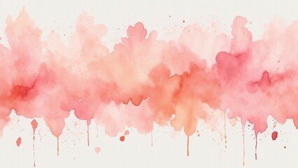 Soft watercolor abstract background with pink and coral hues and paint drips