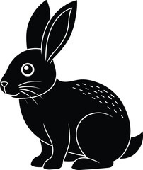 Cute Bunny in Black | Rabbit Silhouette Vector for Print, Easter Crafts & Animals Vector File