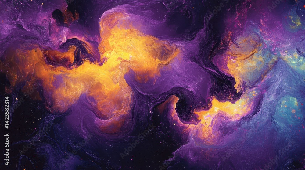 Wall mural cosmic violet strokes on a textured celestial backdrop