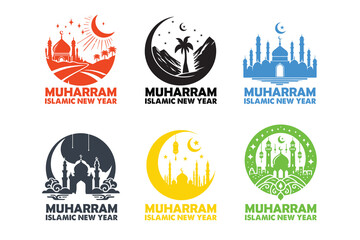Muharram Islamic New Year silhouette illustration Vector art Design
