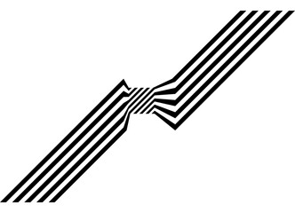 Modern vector pattern of black broken lines converging to the center of the square. Design element. Abstract vector background. Optical. effect op art. Diagonal