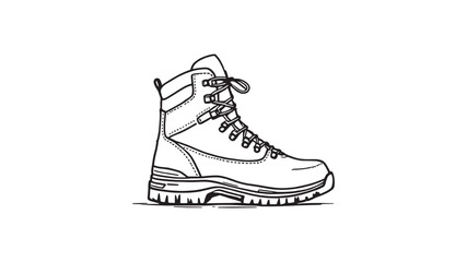 Hiking Boots Vector Line Art Drawing for Travel and Hiking