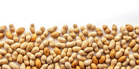 Fototapeta premium Shelled Peanuts: Close-Up Photography of Roasted Peanuts, Whole & Shelled, High-Resolution Image