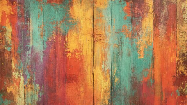 Wild Fauvist strokes over a wooden background wallpaper