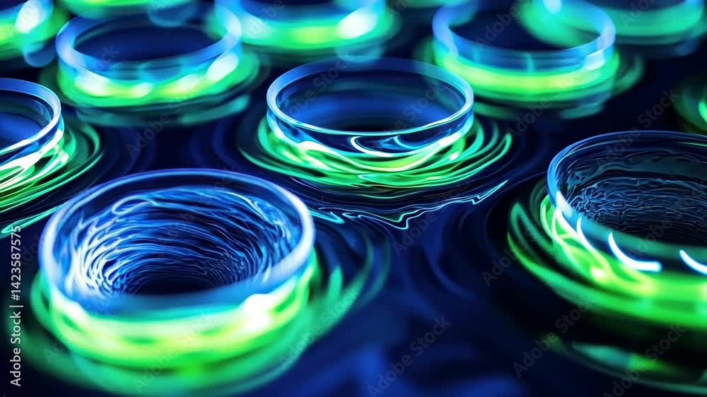 Poster exploration of light and water patterns in a tranquil and vibrant setting during a night event gener