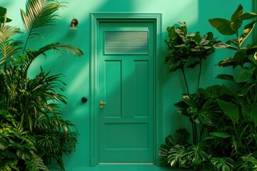 Fototapeta premium Tropical Doorway in Verdant Oasis