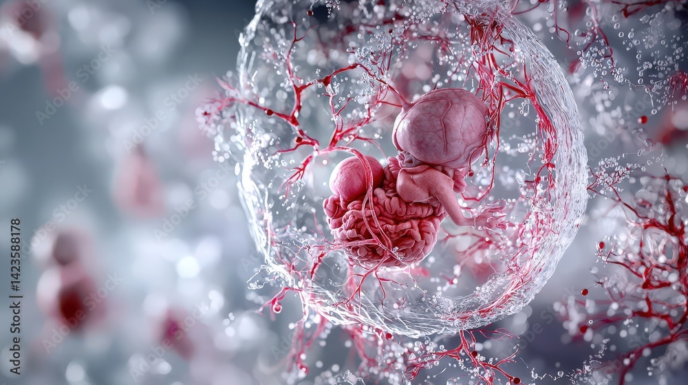 Leinwandbilder Embryonic development process in scientific research laboratory environment digital art visualization macro view