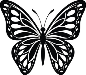 Elegant Butterfly in Black | Nature Silhouette Vector