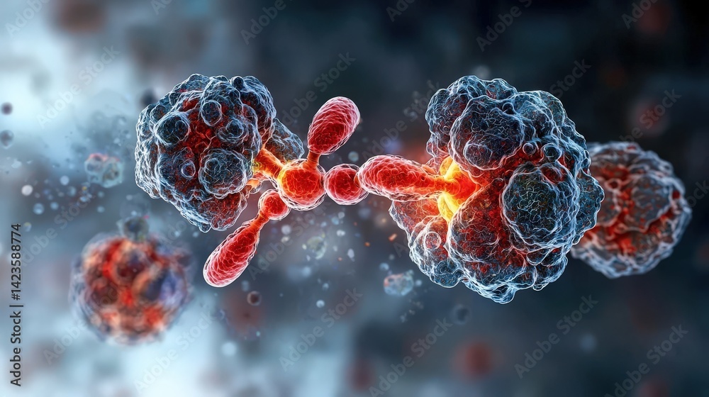 Aufkleber Molecular interaction highlights laboratory setting scientific visualization close-up view chemistry concept