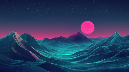 Obraz premium Liquid crystal vaporwave wallpaper with pink and mint waves
