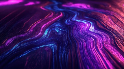 Wood-textured synthwave wallpaper with fuchsia and cyan glow