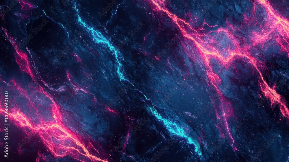Canvas Prints obsidian-textured synthwave wallpaper with cyan reflections