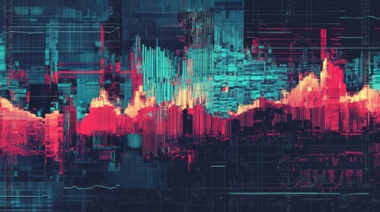 Broken screen glitch wallpaper with crimson/blue waves