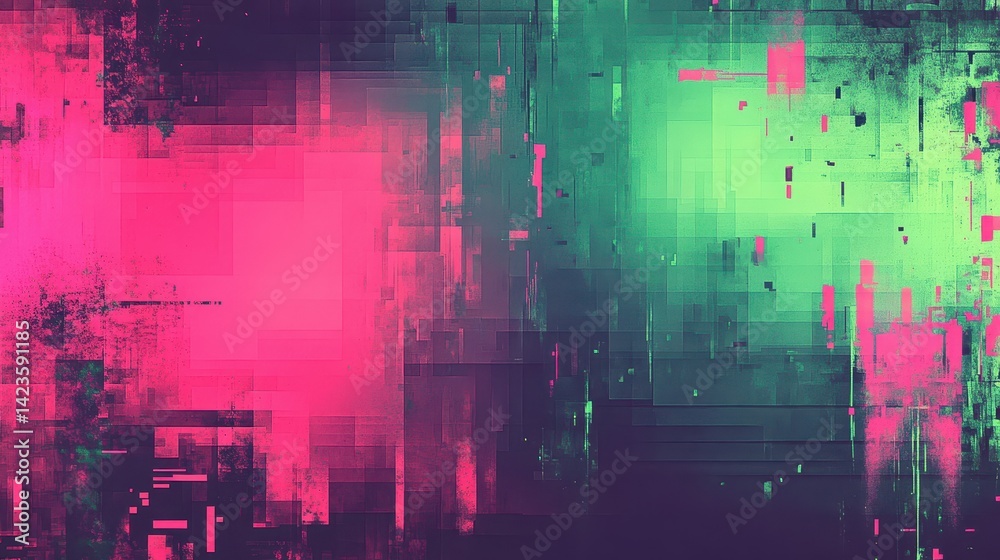Canvas Prints glitchy pixel distortions over paper-like retro backdrop