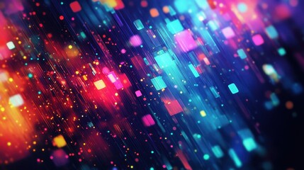 Fototapeta premium Colorful pixel light clusters over soft paper-style background