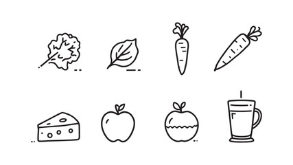 Local Food Icons line art simple minimalist food design illustration