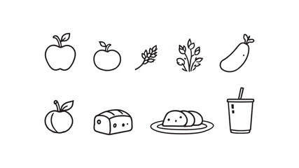 Local Food Icons line art simple minimalist food design illustration