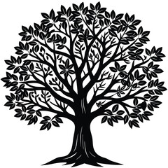 tree with roots with shilloute vector
