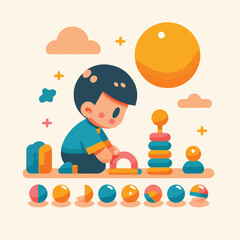 vector image of a child playing
