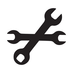 Black silhouette of Wrenches vector White Background.