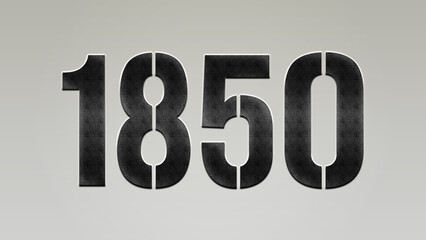3D Bold metal number 1850 on silver background.	
