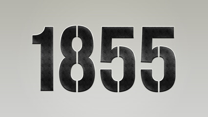 3D Bold metal number 1855 on silver background.	