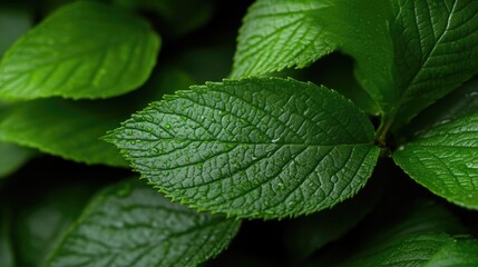 Close-up vibrant green leaves