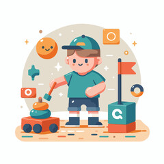 vector image of a child playing