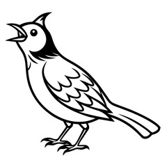Obraz premium vector silhouette of a lark in singing pose, upright stance, 