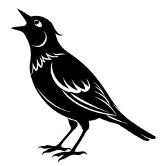 Obraz premium vector silhouette of a lark in singing pose, upright stance, 
