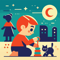 vector image of a child playing