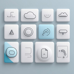 High-resolution, highly detailed digital photograph of clean line-drawn UI/UX icon packs.