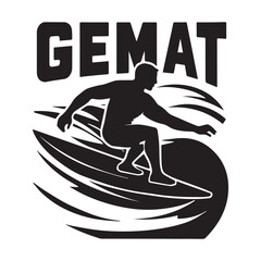 Surfing festival banner for surfing competition. vector illustration Silhouette White Background.