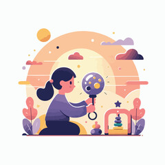 vector image of a child playing