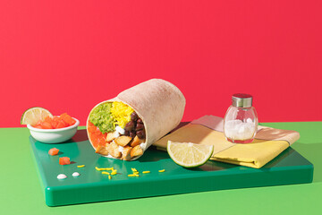 Colorful Burrito on bold Background