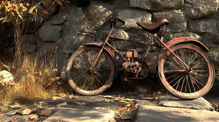 Fototapeta premium Rusty Vintage Motorcycle Bicycle