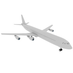 3d render passenger airplane flying aircraft with transparent background