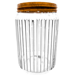 3d render glass jar striped design with transparent background