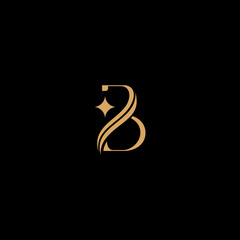Luxury letter b logo template in gold color. Modern trendy initial luxury b letter logo design. Royal premium letter b logo design vector template.
