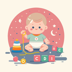 vector image of a child playing