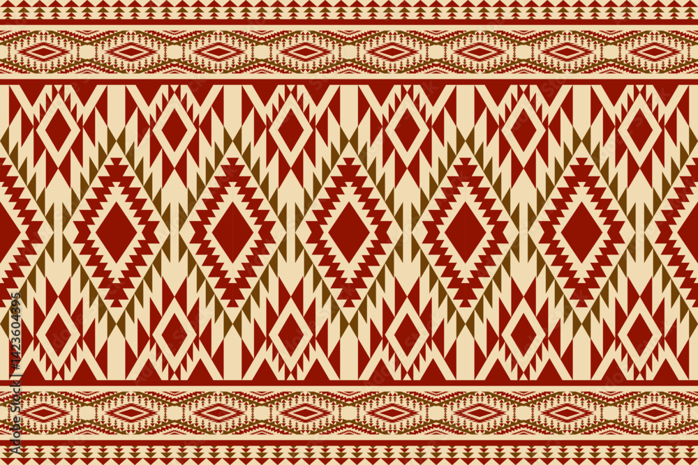 Aufkleber a decorative geometric tribal pattern with red diamonds creates an appealing and symmetrical backgro