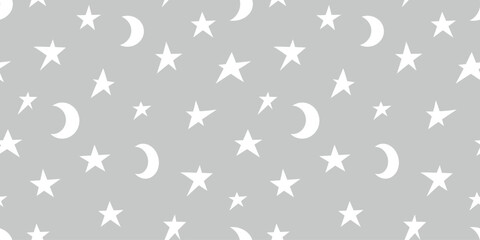 Stars and Moons Gray Minimalist Seamless Pattern