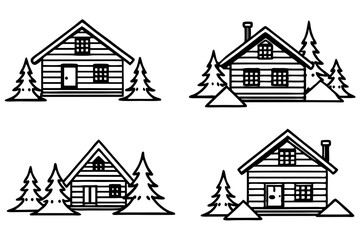 Rustic Winter Cabin Line Design
