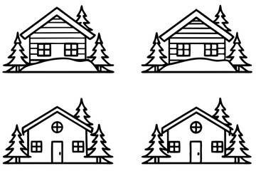 Rustic Winter Cabin Line Design