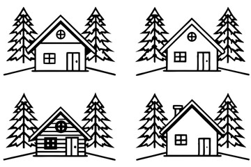 Fototapeta premium Rustic Winter Cabin Line Design