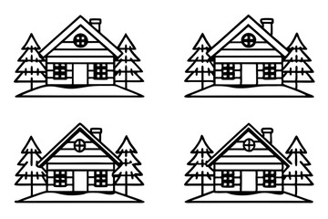 Rustic Winter Cabin Line Design