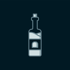 Line Bottle of wine icon isolated on black background. Flat filled outline style with shadow. Vector