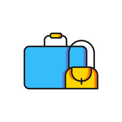 Color Suitcase for travel icon isolated on white background. Traveling baggage sign. Travel luggage icon. Flat filled outline style with shadow. Vector