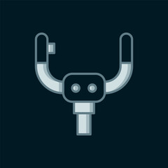 Line Aircraft steering helm icon isolated on black background. Aircraft control wheel. Flat filled outline style with shadow. Vector
